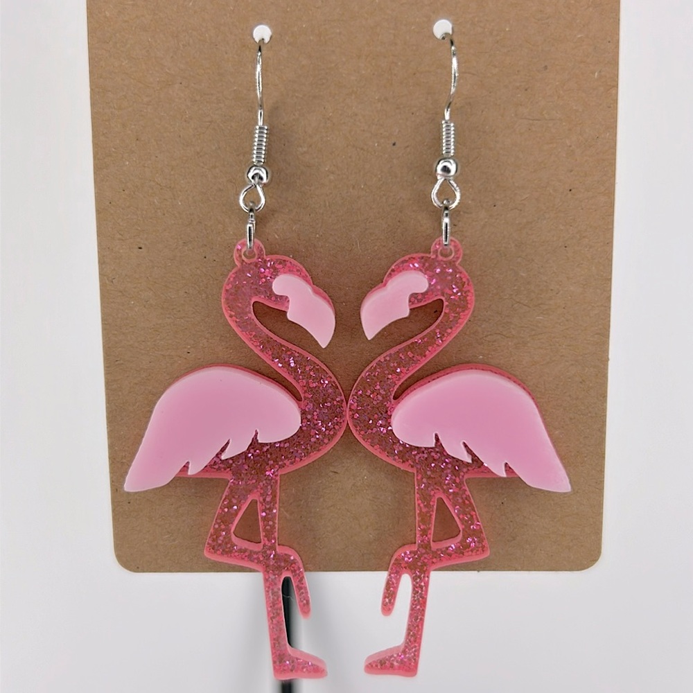 Flamingo Design Dangle Earrings Beach Summer Fun Fashion Jewelry